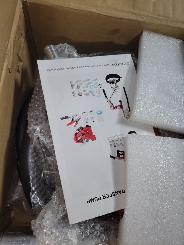 Photo 1 of 12V DC 12GPM Fuel Transfer Pump with Automatic Nozzle & Hose Kit for Gasoline Diesel Red with Particulate Filter