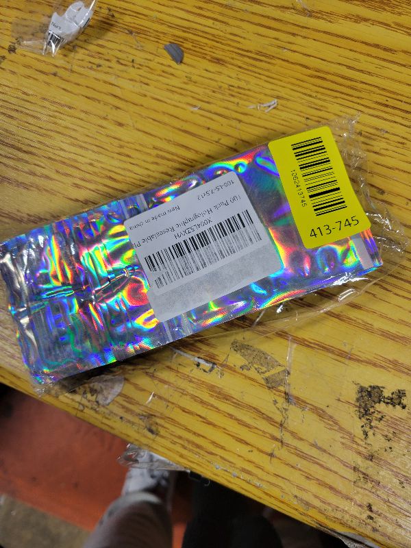 Photo 1 of 100 Pack Holographic Resealable Plastic Bags for Food Storage, Zipper Bags with Clear Front Window, Packaging Pouch for Small Business (100 Pack, 3x4.8 inch)