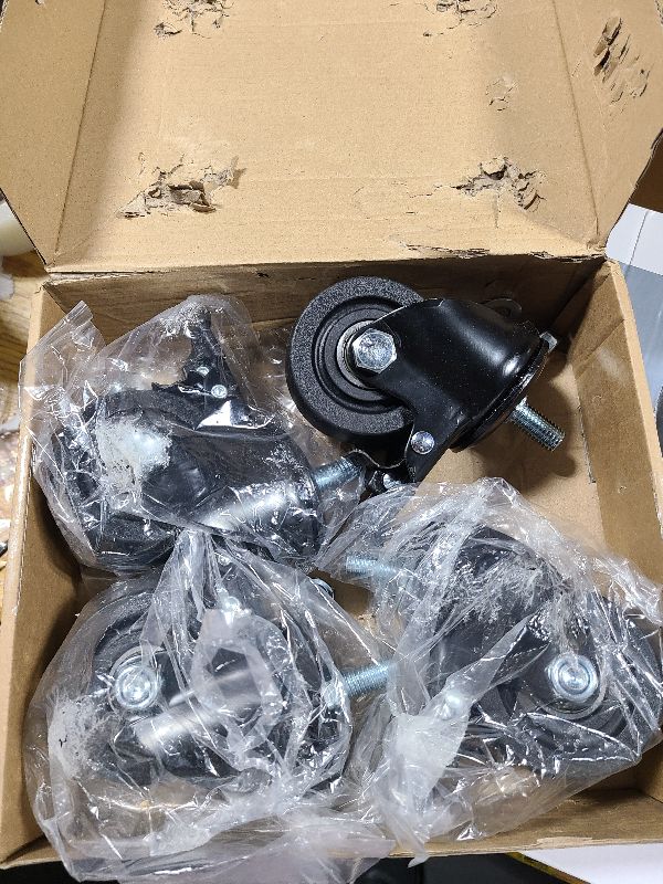 Photo 1 of 1.5 Inch Swivel Caster Wheels Set of 4, YEEMIGO Locking Casters Heavy Duty Total Capacity 330lbs, Metric M8×25mm Threaded Stem PU Casters with Brake, Castors for Hardwood Floor Carpet