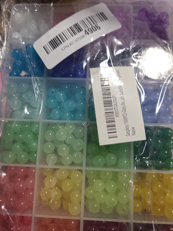 Photo 1 of 1200PCS 8mm Glass Beads for Jewelry Making, 24 Colors Crystal Beads Bracelets Making Kit, 2 Box Round Beads Suitable for Beginners