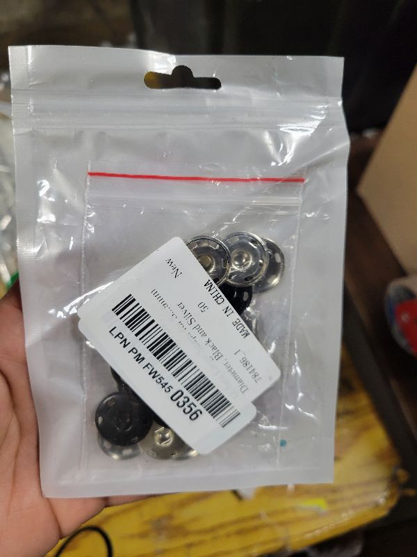 Photo 1 of 12 Sets Large Snaps for Sewing Sew on Snaps for Clothing Metal Snap Fasteners Press Studs for Fabric Sewing Clothing 0.75 Inch 19mm Diameter, Black and Silver