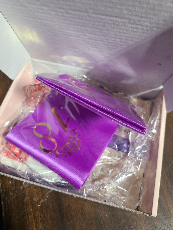 Photo 1 of 18th Birthday Decorations for Girls Purple with 18th Birthday Sash and Crown, Cake Topper and Candles, Number Balloons, 18 Year Old Gifts for Girls