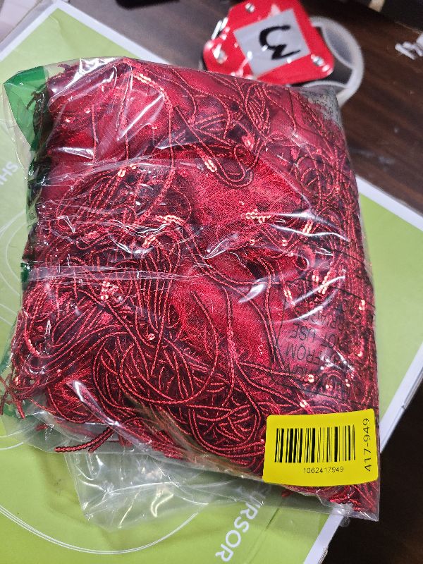 Photo 1 of 10 Yards Sparkly Sequined Tassel Ribbon Sequins Fringe Trim Spangle Paillette Lace Fabric for Sewing Curtain Pillow Home Decor Party Dress Stage Costume Embellishment (Red)