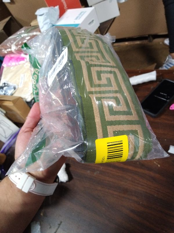 Photo 1 of 16 Yards Length 2.67" Width Gold and Green Greek Key Ribbon Trim Jacquard Trims for Your Drapes Curtains Drapery Banding Tape Upholstery Fabric 176-V13