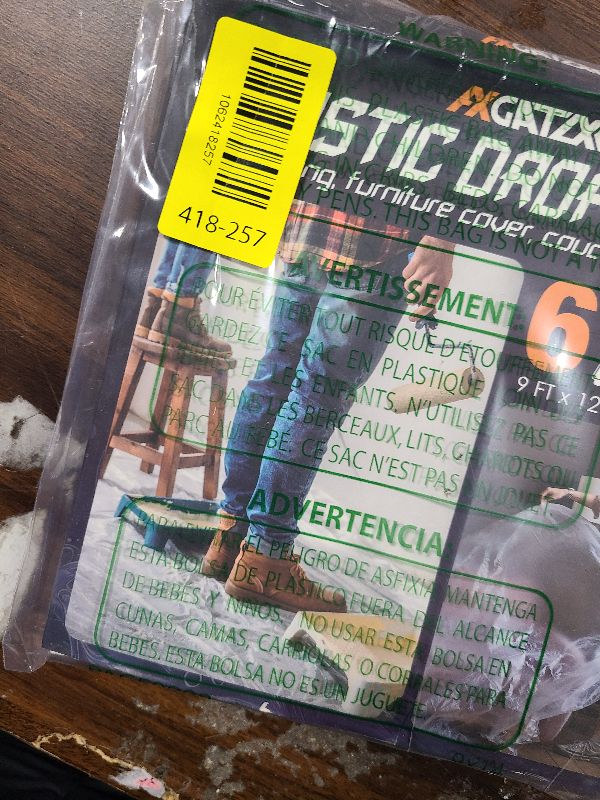 Photo 1 of 12 x 9 Ft Plastic Drop Cloths (6-Pack) - Disposable Painter's Sheeting & Tarps for Painting, Waterproof Furniture/Couch/Floor Protection