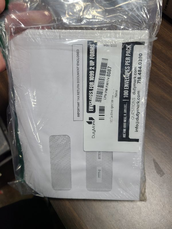 Photo 1 of 100 Tax 1099 Envelopes Self-Seal For 1099 MISC, 1099-R & DIV - INT, 1095, 1098, Double-Window Security tinded, For Quickbooks or Tax Software - 5 5/8 Inch x 9 Inch, 100 Envelopes