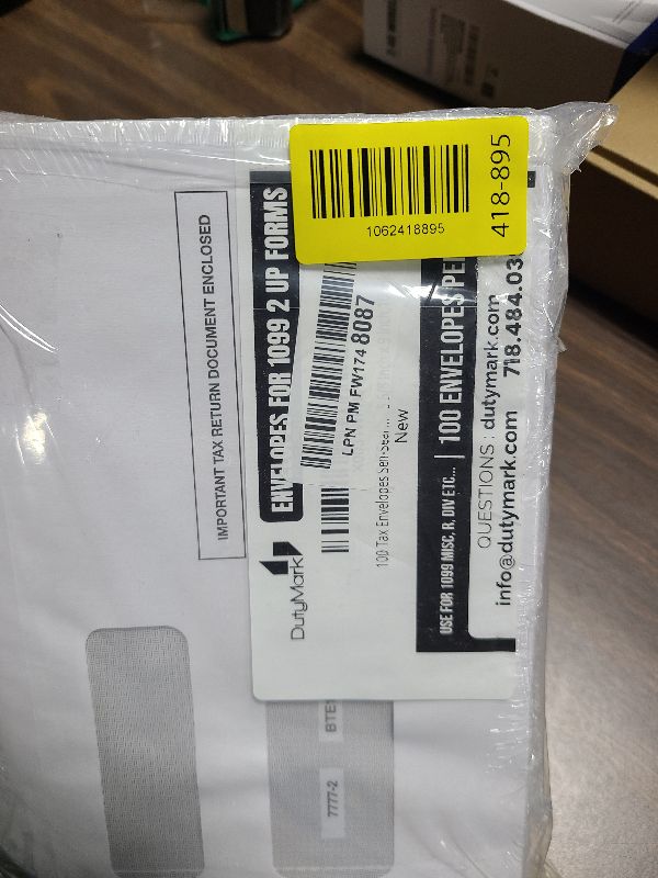 Photo 1 of 100 Tax 1099 Envelopes Self-Seal For 1099 MISC, 1099-R & DIV - INT, 1095, 1098, Double-Window Security tinded, For Quickbooks or Tax Software - 5 5/8 Inch x 9 Inch, 100 Envelopes