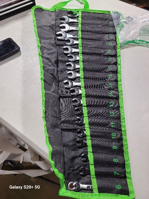 Photo 1 of 19-Piece Metric Combination Wrench Set, 6-24mm Standard Spanner Wrench Set, Mechanic Tool Sets with Rolling Pouch, Open End Wrenches for Household, Garage, Workshop, Auto Repairs