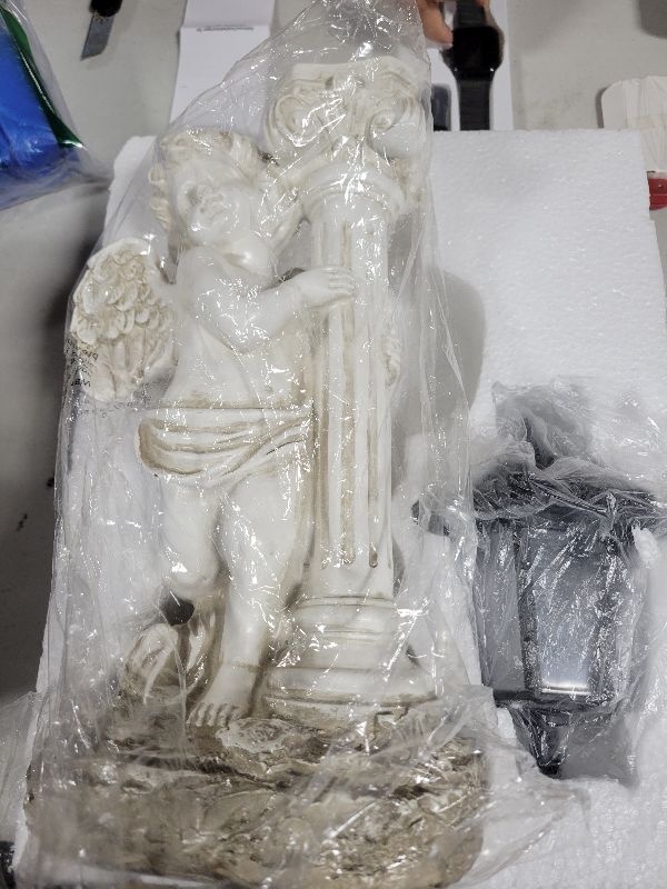 Photo 1 of 1 PC Sunshine Angel Solar Lights Sculpture, Roman Column Angel Garden Statue, Outdoor Solar Pathway Light Landscape Decoration Ideal for Garden Patio Yard Lawn (Right)