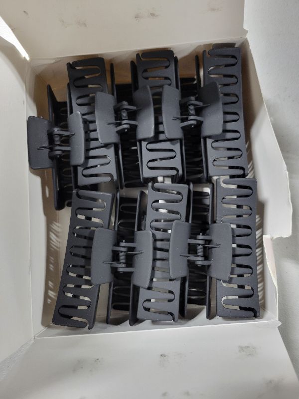 Photo 1 of 12 Pack Large Black Square Hair Claw Clips for Women, 4.3 Inch Matte Rectangle Claw Clips, Strong Hold & Non-Slip for Thick or Thin Hair