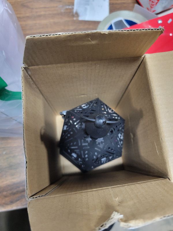 Photo 1 of 2 Pack Moroccan Style Candle Lantern, Small Tealight Candle Holder with Transparent Flower Glass Panels, Hanging Lantern Outdoor for Ramadan, Decorative Metal Lamp for Patio, Weddings 6.5inch?Black?