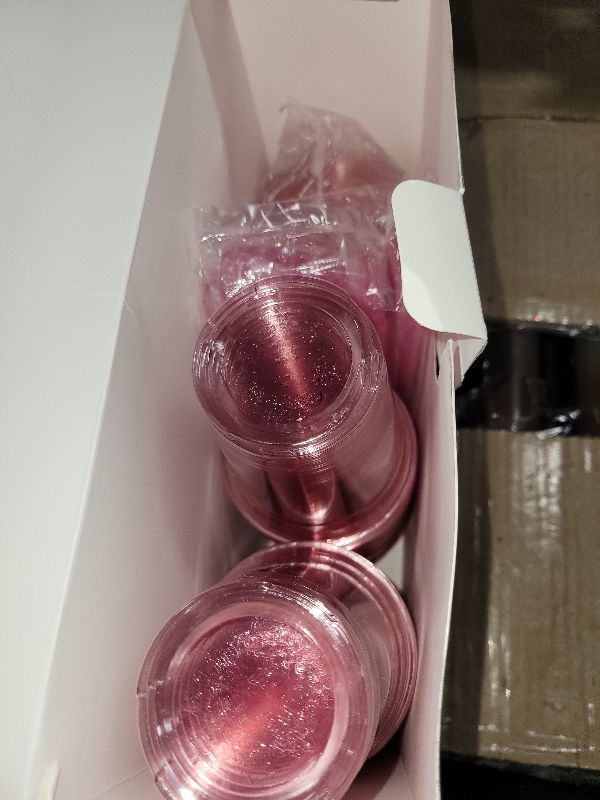 Photo 1 of 12oz Disposable Stemless Glasses With Flat Lids and Straws,PET Solo Disposable Cups ,Party Clear Plastic Wine Glasses for Parties Birthday,Wedding,Meeting,Christmas Party Supplies. (50, Pink)