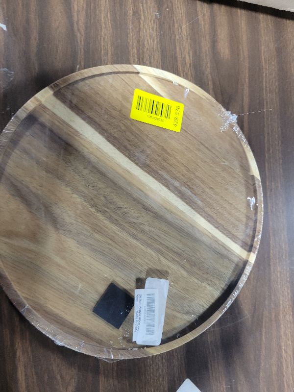 Photo 1 of 11.5 Inches Candle Holder Tray Home Decor, Round Wood Tray for Coffee Table, Small Wooden Serving Decorative Trays for Home