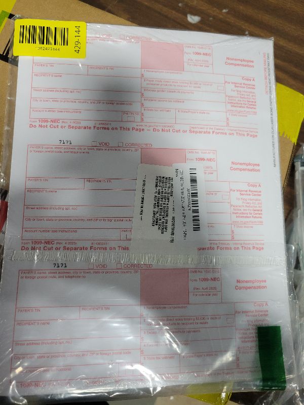Photo 1 of 1099 NEC Tax Forms 2025 with Envelopes, 4 Part 15 Pack Tax Forms Kit and 15 Self-Seal Envelopes –Great for QuickBooks and Accounting Software, Value Pack for Business - Made in The USA - 15-Pack