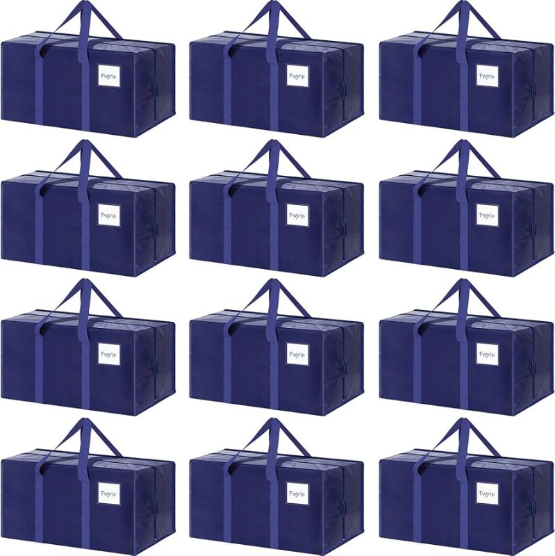 Photo 1 of 12 Pack Extra Heavy Duty Large Moving Bags with Strong Zipper & Comfortable Handles, Sturdy & Durable Clothes Storage Bags Totes Bins, Packing Moving Boxes for College Supplies, Dark Black