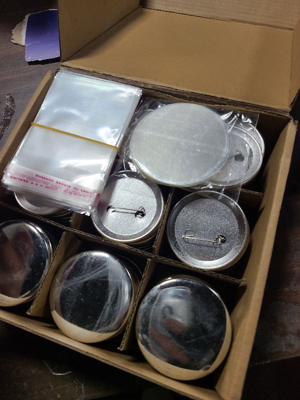 Photo 1 of 110 Sets 58mm / 2.28 inch (Approx. 2.25) Button Maker Supplies, Blank Pins Buttons Press for DIY Badge Maker Machine, Parts to Create Custom Pins