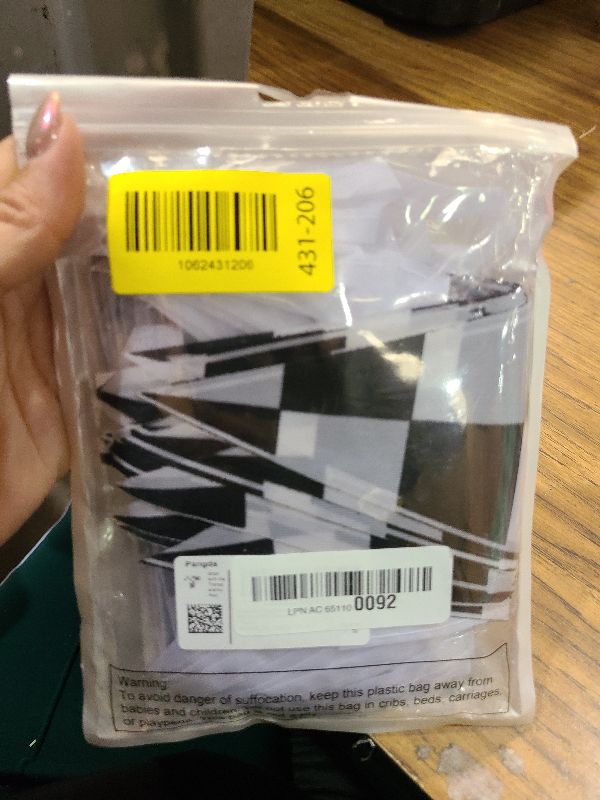 Photo 1 of 10 Meters Checkered Pennant Banner Racing Flag Party Flag Banner Accessory for Race Theme Birthday Party Decoration