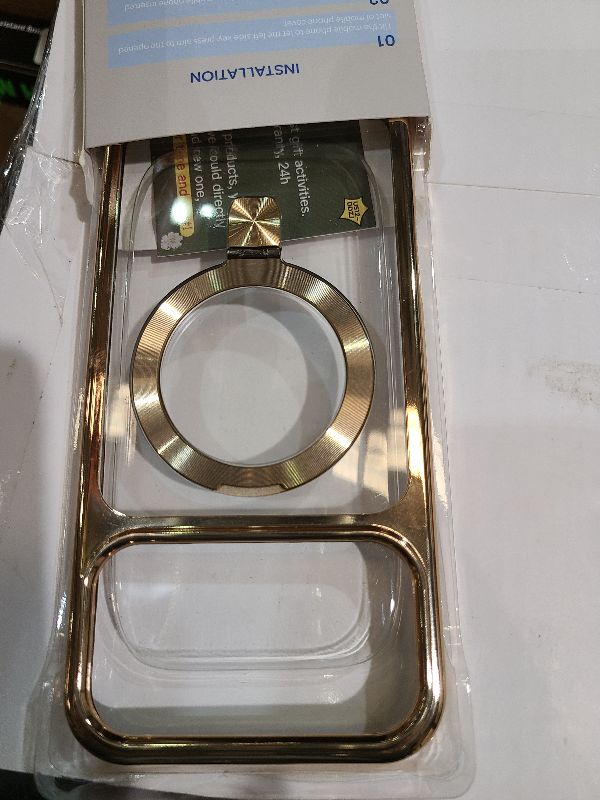 Photo 1 of [CD Ring Compatible with MagSafe Invisible Stand]Magnetic for iPhone 17 Pro Max Case, [Electroplated Bumper Non-Yellowing][Look as Bare iPhone]Slim Clear Case with Holder for Women Men Girls, Gold