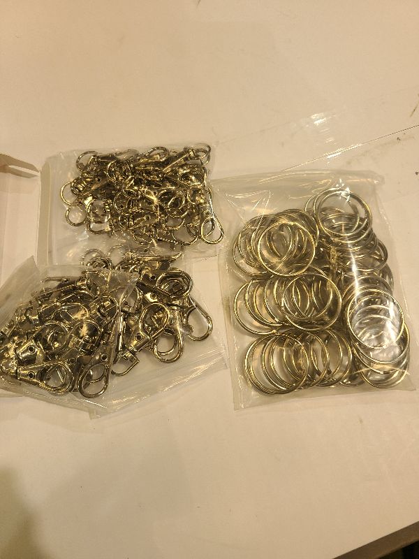 Photo 1 of 100PCS Swivel Snap Hooks with Key Rings, Premium Metal Swivel Lobster Claw Clasps Assorted Sizes (Large, Medium, Small) for Keychain Clip Lanyard, Jewelry Making, Crafts, Silver