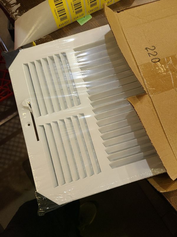 View 2 of 16" X 10" 3-Way AIR Supply Grille - Vent Cover & Diffuser - Flat Stamped Face - White [Outer Dimensions: 17.75"w X 11.75"h]