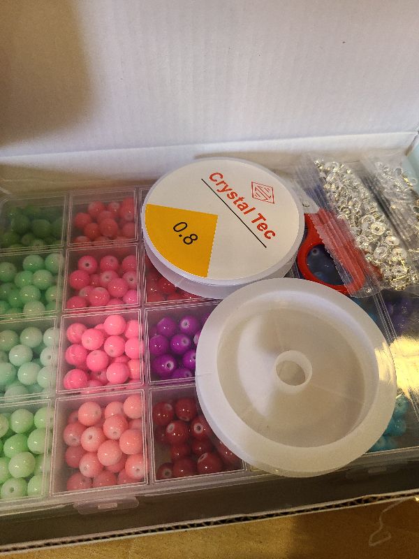 Photo 1 of 1300 Pcs Round Glass Beads for Jewelry Making – 8mm Beads in 48 Colors, 2 Box Set of Bulk Glass Beads for Bracelets, Crafts & DIY Gifts