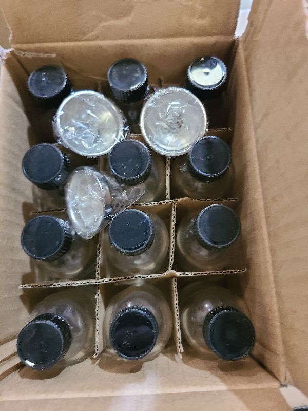 Photo 1 of 12 Pack, 2 oz Small Clear Glass Bottles w/Lid & 3 Funnels - 60ml Boston Shot Bottles for Health, Immunity, Potion, Wellness, Sample, Ginger, Juice - Mini Personal Care & Beauty Travel Bottle