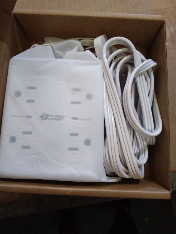 Photo 1 of 10Ft Extension Cord with Multiple Outlets, Flat Plug Surge Protector Power Strip 10 Ft Long Cord, 8 Outlets & 4 USB Ports (2 USB C), Desk Charging Station for Home Office, College Dorm Room Essentials