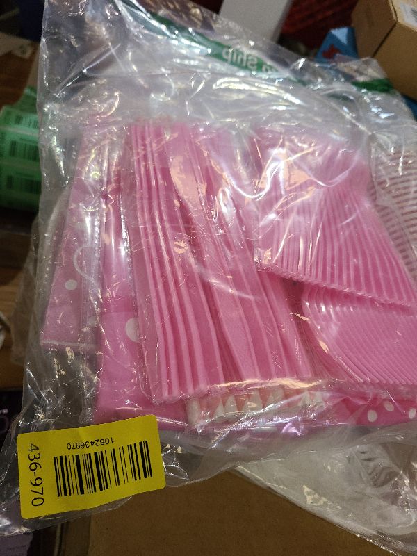 Photo 1 of 161PC Pink kittens Birthday Party Supplies Kit - Includes Pink Cat Dot Plates Napkins Cups Tablecloth Straws Forks Spoons Knives for Girls Party, Baby Shower, Cute Kattyy Decorations serve 20 Guests