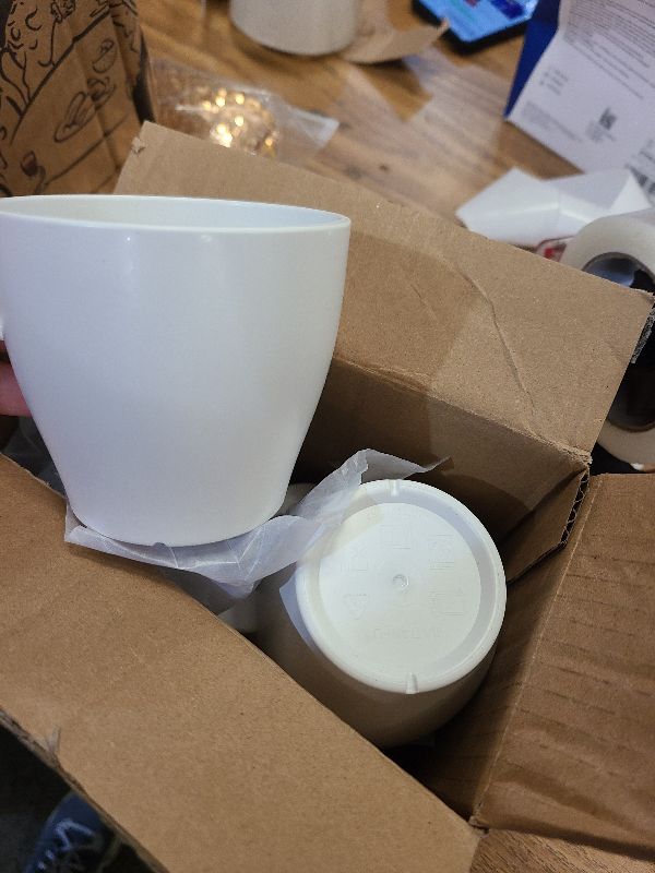 Photo 1 of 10 oz Coffee Cups Eco-Friendly, Shatter-Resistant Mug with Hanging Ears | Thickened Porcelain-Like Material | Suitable for Both Commercial and Home use| Unbreakable and Dishwasher Safe(6-pack) (White)