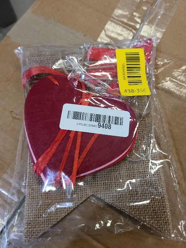 Photo 1 of 2 Pack Love Burlap Heart Felt Banner for Valentine's Decorations - No DIY | Valentine's Mantle Decor | Heart Garland