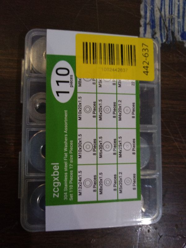 Photo 1 of 110 Pcs 304 Stainless Steel Metal Flat Washers for Screws and Bolts, Fender Washers Assortment Kit (12 Sizes M3-M12) for Automotive, Industrial & Home Use