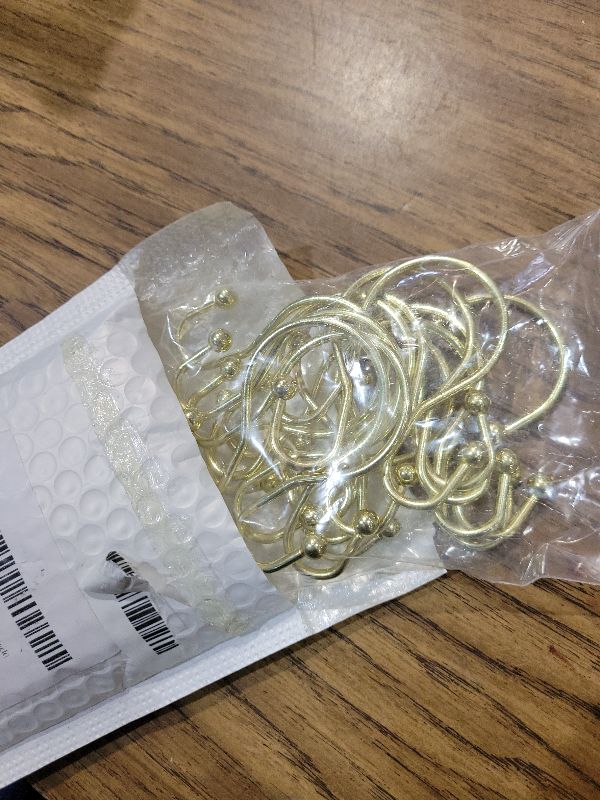 Photo 1 of 12 Pcs Gold Shower Curtain Hooks, Metal Double Sided Shower Curtain Hook Rust Proof, Shower Curtain Rings for Bathroom Shower Rods (Gold, 12 Pack)