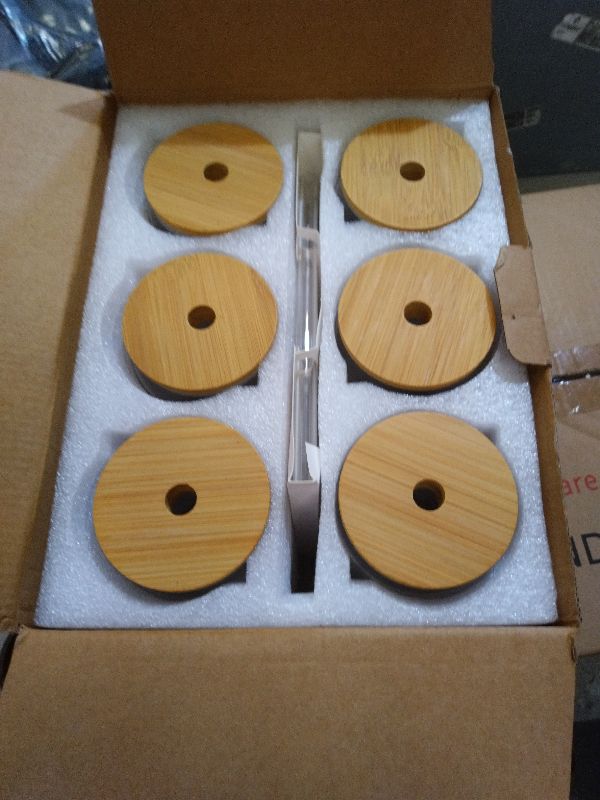 Photo 1 of [ 6pcs Set ] Glass Cups with Bamboo Lids and Glass Straw - Beer Shaped Drinking Glasses, 16 oz Iced Coffee Glasses, Cute Tumbler Cup for Smoothie, Boba Tea, Whiskey, Water - 2 Cleaning Brushes