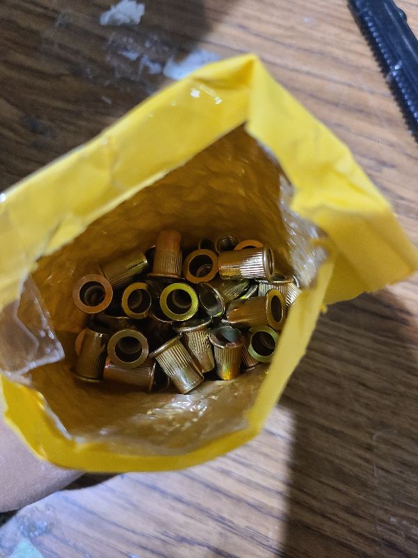Photo 1 of 100Pcs 1/4"-20 UNC Rivet Nuts, Carbon Steel Zinc Plated Flat Head Knurled Body Threaded Insert Nuts (1/4-20 Rivnuts)