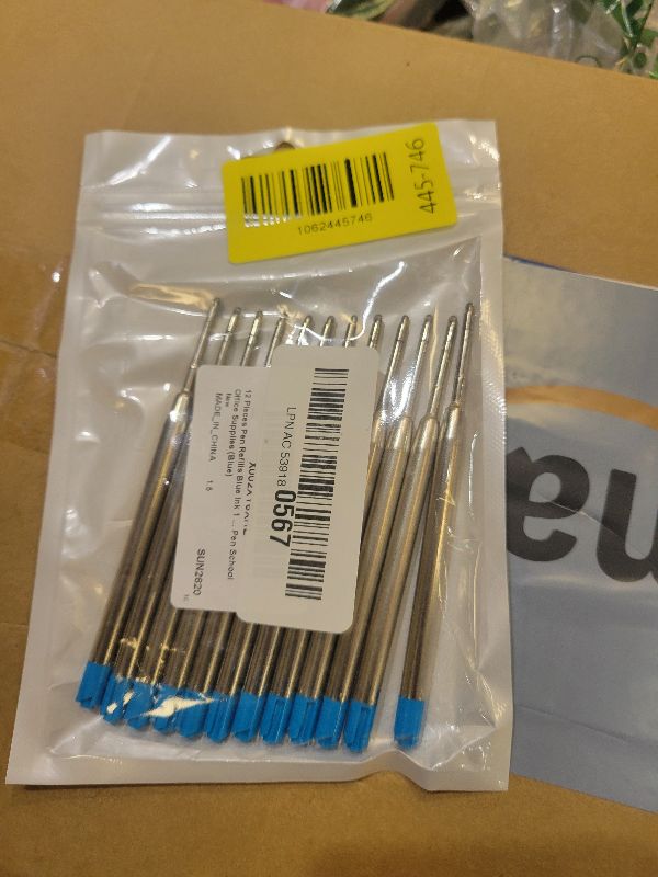 Photo 1 of 12 Pieces Pen Refills Blue Ink 1.0mm Medium Point Metal Ballpoint Refill Smooth Writing Pen Refills Replacement Refills for Retractable Ballpoint Pen School Office Supplies (Blue)