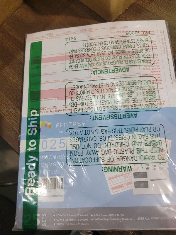 Photo 1 of 1099 MISC Forms 2025, 4 Part Tax Forms Kit, 25 Vendor Kit of Laser Forms Designed for QuickBooks and Accounting Software, 25 Self Seal Envelopes Included