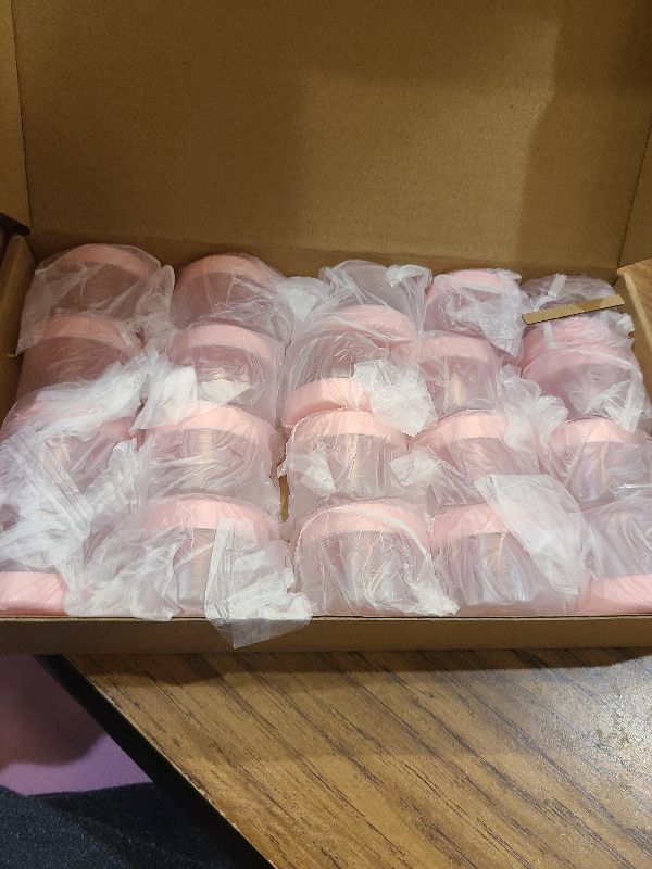 Photo 1 of 20 Pieces Round Pot Jars Plastic Cosmetic Containers Set with Lid for Liquid Creams Sample, 20 ml/ 0.7 oz (Pink Lid)