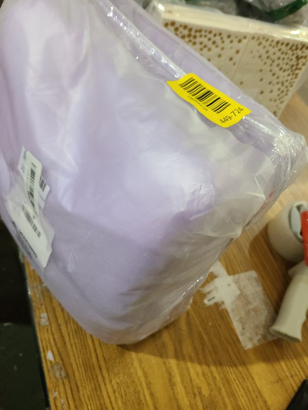 Photo 1 of 12 Pack Satin Polyester Tablecloth Purple Rectangle Table Cloth Bright Silk Smooth Fabric Tablecloth for Wedding Banquet Party Events Birthday Celebration Anniversary Table Décor(57"x108",Lavender)