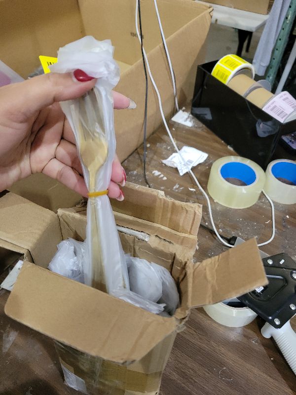 Photo 1 of 100 Pcs Stainless Steel Gold Silverware Set Bulk Flatware Set Service for 50, 50 Pcs Dinner Forks and 50 Pcs Dinner Knives Tableware Cutlery Set for Butter Kitchen Restaurant, Dishwasher Safe