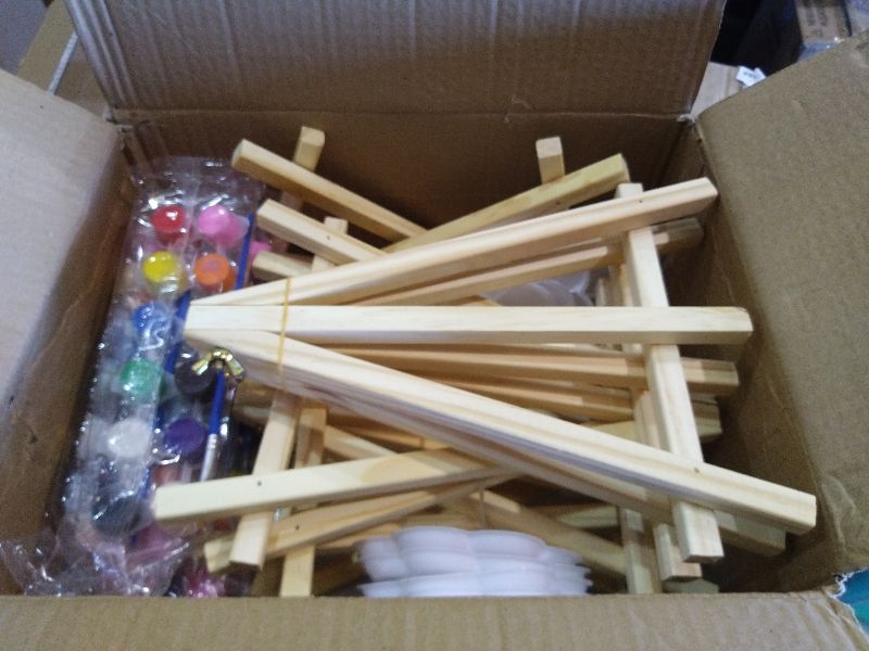 Photo 1 of 10 Set Acrylic Paint Canvas Set – 8x10 Inch Mini Canvas Painting Kit with 10 Wood Easels, 20 Brushes, 12 Watercolour Paints, 10 Palettes – Art Supplies for Beginners, Ideal for Parties & DIY Painting