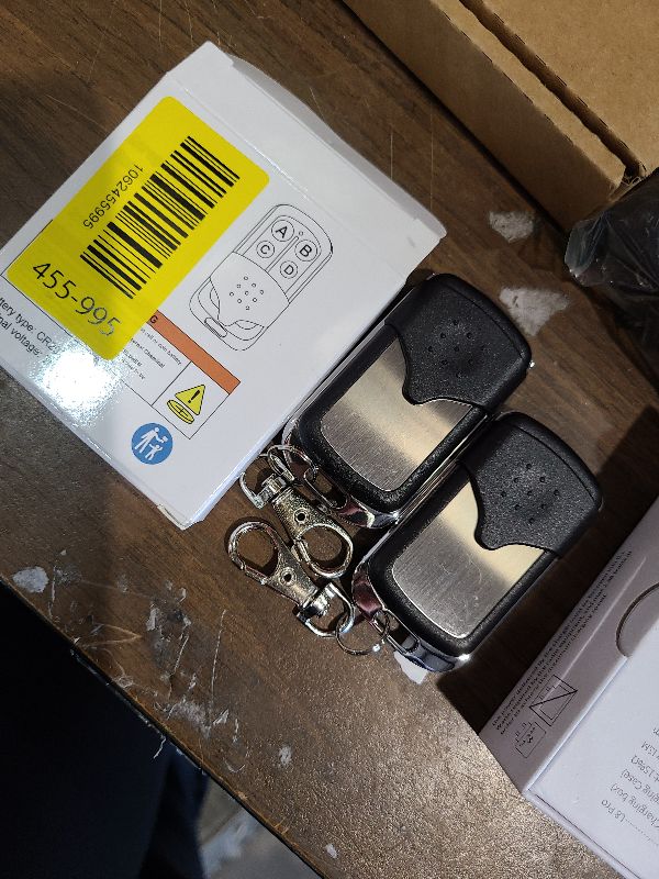 Photo 1 of 2 Pcs Universal Garage Door Opener Remote Keychain 4-Button Programmable Compatible with Liftmaster Chamberlain Craftsman Opener with Purple Yellow Red Orange Green Learn Button