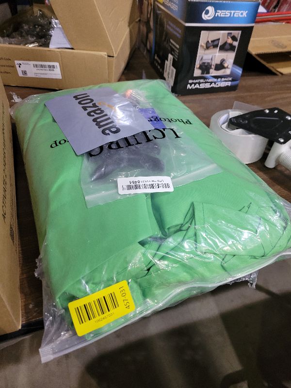 Photo 1 of 10X20ft Large Green Screen Backdrop for Photography, LCUIRC Two Rod Pocket Chromakey Collapsible Green Polyester Curtain with 4 Clamps for Photography, Zoom Meeting and Game Live Steaming