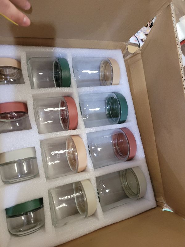Photo 1 of 12Pack Overnight Oats Containers with Lids, 16oz, 8oz & 4oz Glass Jars with Airtight Lids, Wide mouth Mason Salad jars, Glass Food Storage Containers for Yogurt Chia Pudding Snacks Cereal & Spices