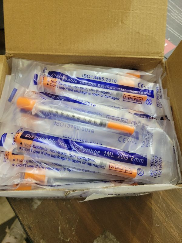 Photo 1 of 1ml/cc Syringe 29G 5/16 Inch (8mm) Disposable Syringes, Individually Wrapped, Pack of 100