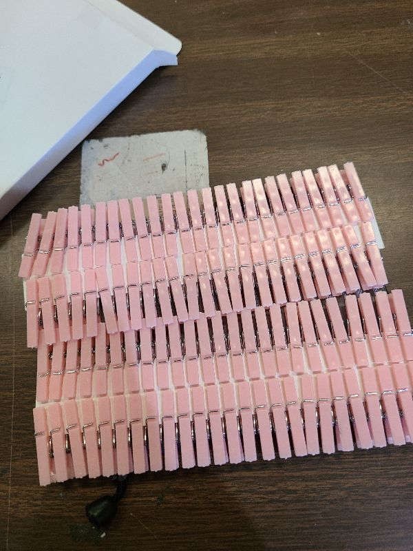 Photo 1 of 100PCS Baby Shower Clothespins Games Girl Plastic Clothes Pin with Waterproof Bag Mini Pink Pin Bulk 1.37 inch for Party Decorations, DIY Crafts
