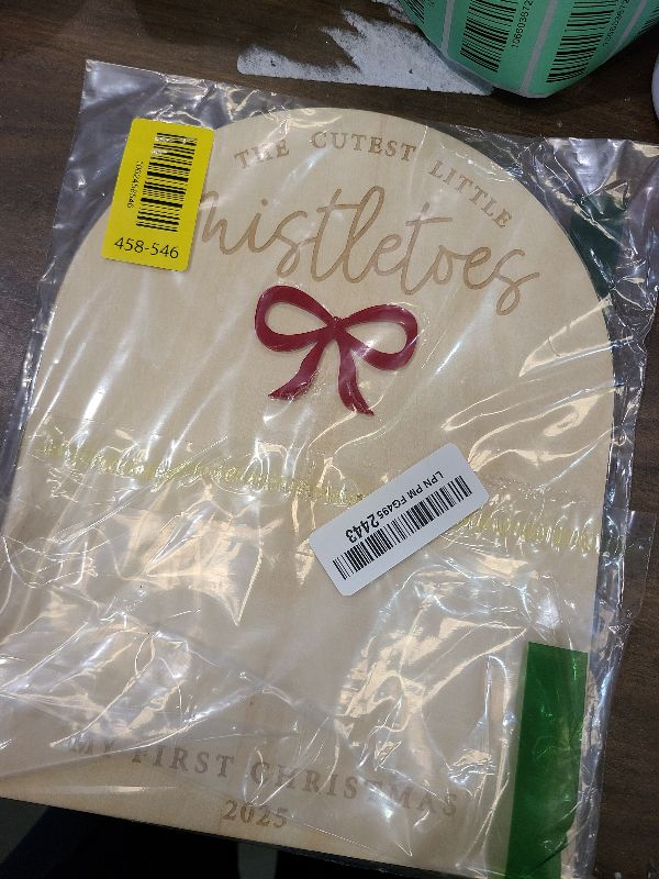 Photo 1 of 2025 DIY Christmas Footprint or Handprint Art Sign, Baby's First Christmas Footprint Keepsake, Christmas Gift for Grandparents, DIY Mistletoes Footprint Sign (Christmas Footprint Keepsake)