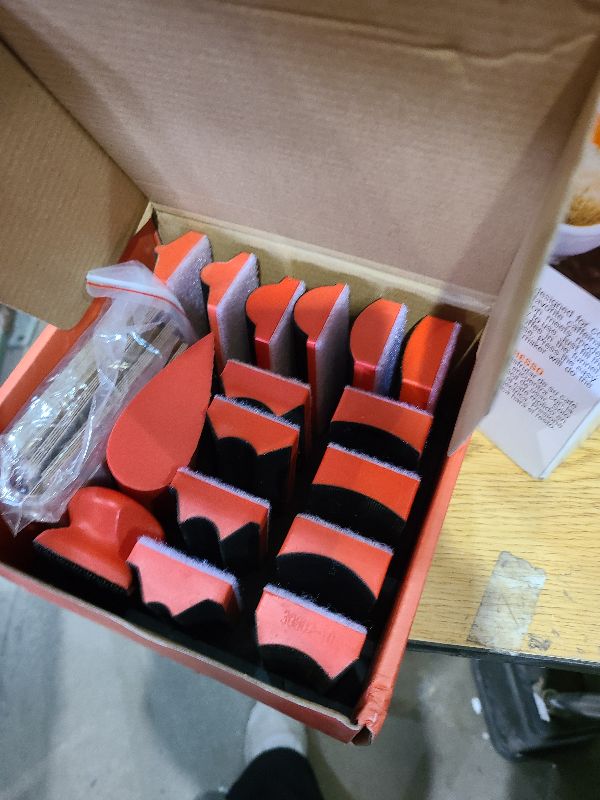 Photo 1 of 16pcs Hook and Loop Sanding Block Kit with 40pcs Sandpaper Sheets,Interchangeable Assorted Contoured Profile Sanding Pad Tools Set,Hand Sand Chassis for Wood Furniture,Auto Paint and DIY Crafts