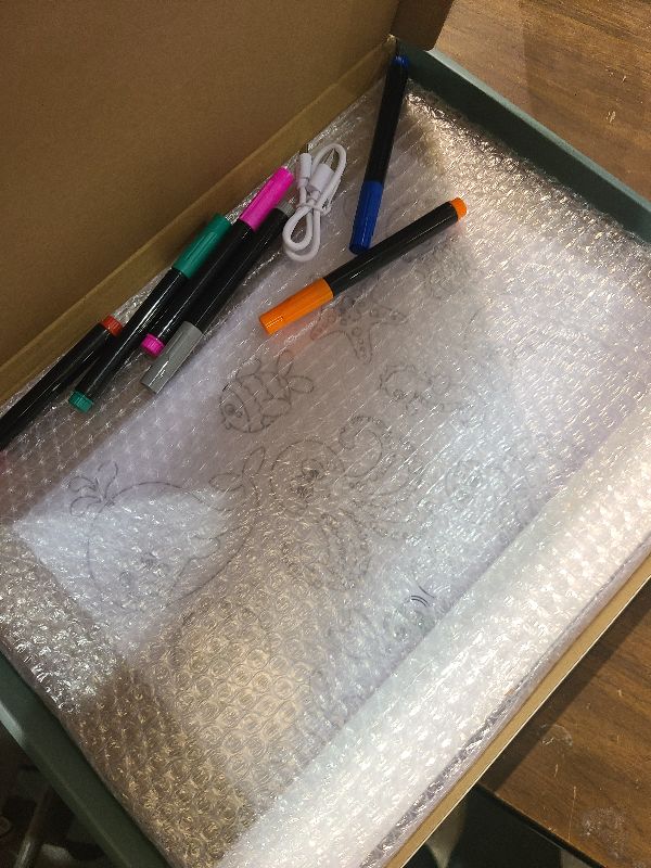 Photo 1 of 16" Led Drawing Board for Kids Rechargeable, Portable Doodle Glow LED Note Board with 7 Colors, Light Up Acrylic Dry Erase Lumi Board with Stand, Valentines Day Gifts Boys & Birthday Gifts(White)