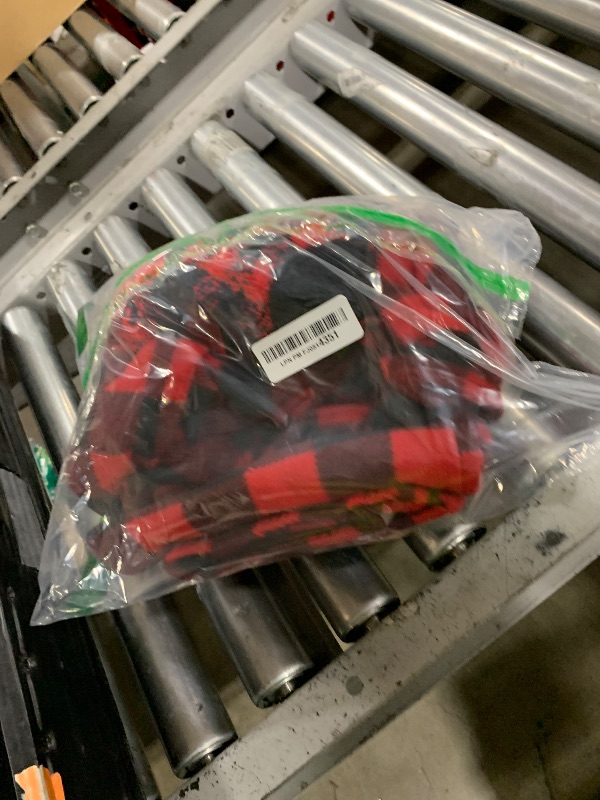 Photo 1 of #followme Printed Microfleece Button Front PJ Pant Set with Socks 6370-10195-S, Red Black - Buffalo Plaid