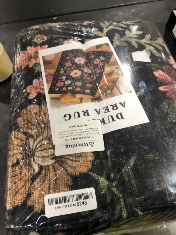 Photo 1 of DUKINO 8x10 Area Rugs for Living Room, Vintage Floral Washable Rug with Non Slip Backing, Soft Low Pile & Non-Shedding Large Carpets for Bedroom, Farmhouse, Dining Room, Home Office, Black